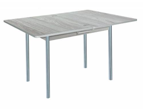 Стол обеденный СИМПЛ с ящиком  / Ясень шимо светлый /Опора № 2-круглая серебристый металлик