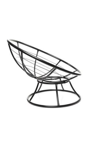 Кресло ПАПАСАН без ротанга чёрное, серая подушка