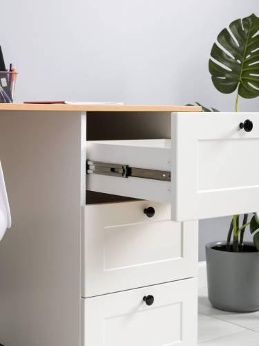 Стол письменный Остин 12.159, Белый PE шагрень/Дуб Золотой Крафт