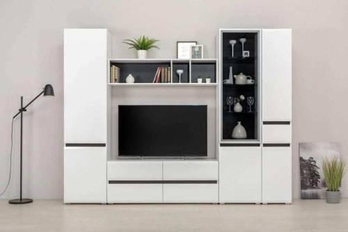 Гостиная Сидней Белый/Белый глянец/Черный