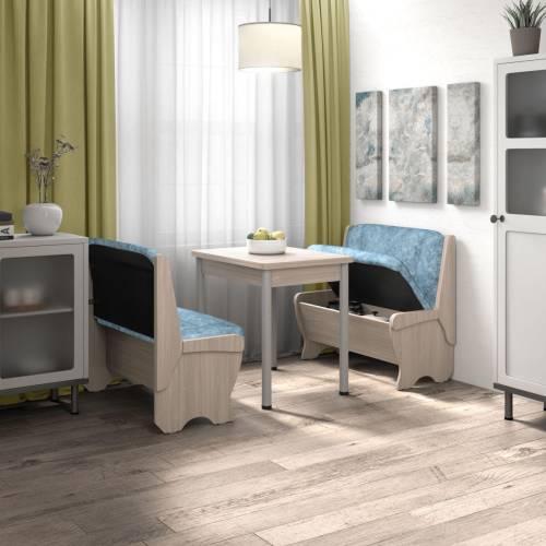 Кухонный набор Лотос ( Лотос 950 2 шт. + стол Ирис / черные опоры)  Ясень / Велюр Лагуна