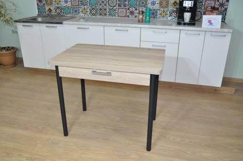 Стол обеденный СИМПЛ с ящиком  / Дуб сонома/Опора № 2- черная