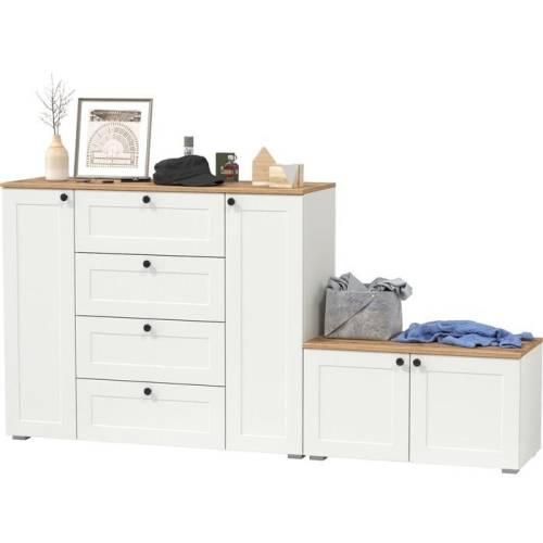 Прихожая Остин №13 Белый шагрень/дуб золотой