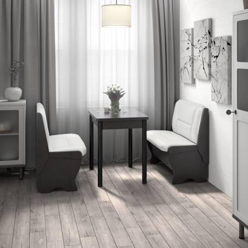 Кухонный набор Лотос ( Лотос 950 2 шт. + стол Ирис / черные опоры)  Венге / Экокожа МИЛК