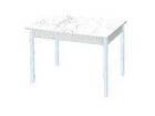 Стол обеденный Альфа фотопечать / бетон белый Белый мрамор / опора квадро  белый муар