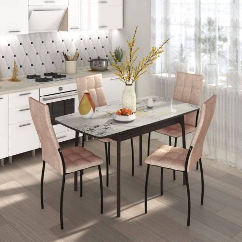 Столовая группа Волна-Флорида СМ-1 ноги массив изогнутые венге/латте