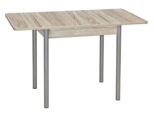 Стол обеденный ЭКО 80*60 / Дуб сонома/Опора № 2- круглая серебристый металлик