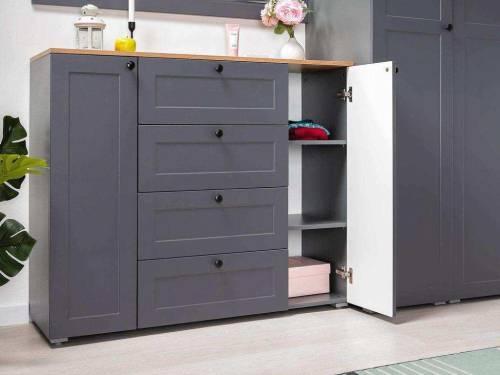 Остин Комод 16.221 Серый графит/Дуб Вотан