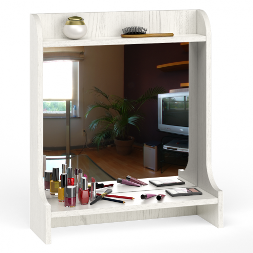 Стол туалетный с зеркалом Ливерпуль / Белый/Ясень ваниль