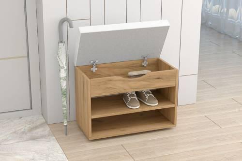 Обувница Мягкая №3 - Дуб Крафт Золотой/Белый кжз.