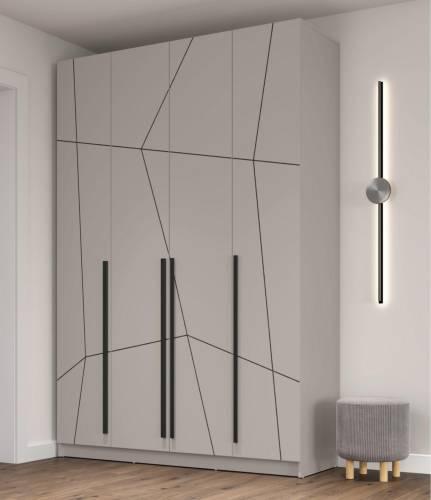 Шкаф для одежды 67.13 "Брандо" (4-х дв.) МДФ ГЕОМЕТРИЯ Кашемир
