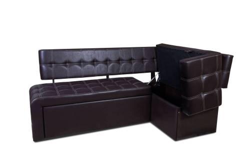 Кухонный угловой диван со спальным местом ПРАГА / Венге / Экокожа Умбер