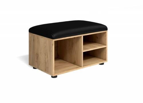 Тумба Мини-Лайт МЛ-5 дуб крафт/ателье светлое/черный к/з