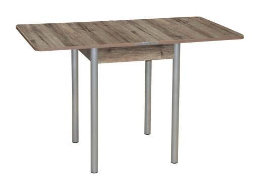 Стол обеденный ЭКО 60*60 / Дуб веллингтон / Опора № 2-круглая серебристый металлик