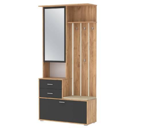 Шкаф для прихожей 65.08 Антре, дуб золотой/диамант серый/велюр крем