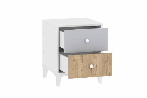 Тумба прикроватная НМ 041.11 Морти Дуб Бунратти/белый/серый