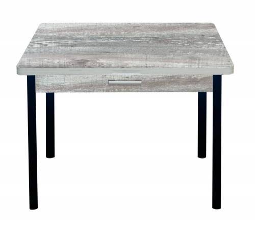 Стол обеденный СИМПЛ с ящиком  / Бетон пайн темный /Опора № 2-круглая муар черный