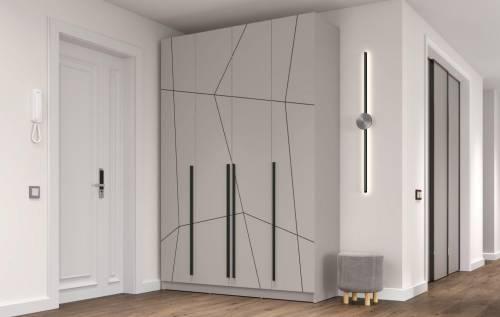 Шкаф для одежды 67.13 "Брандо" (4-х дв.) МДФ ГЕОМЕТРИЯ Кашемир