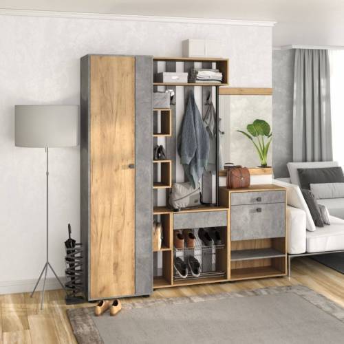 Прихожая мини-лайт компл. 7 дуб крафт/ателье светлое