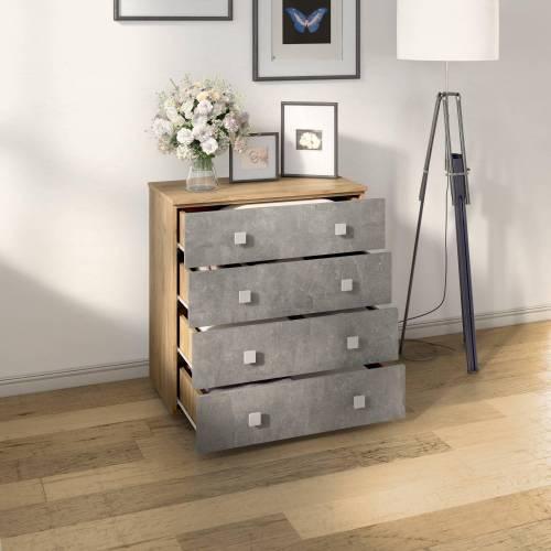 Комод Лофт-4 / Дуб Крафт Золотой / Ателье светлое