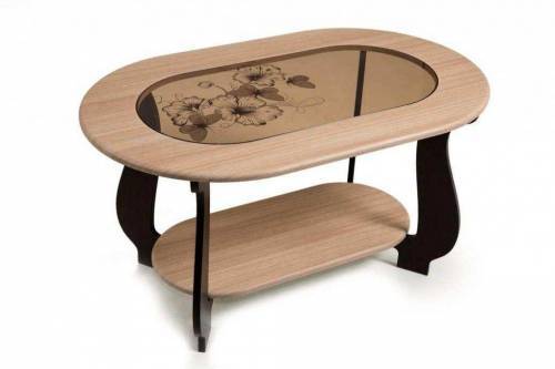 Стол журнальный СЖ-21 с рисунком Р2 венге/дуб