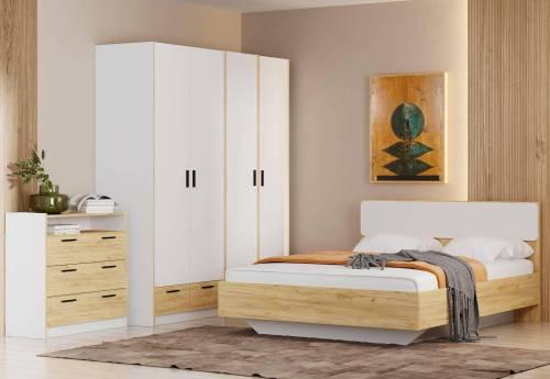 Спальня Оттавия 9 / Белый / Дуб Крафт Золотой