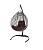 Подвесное кресло КАПЛЯ ЛЮКС Черная стойка, двуцветное с ротангом, чёрное/белое, коричневая подушка