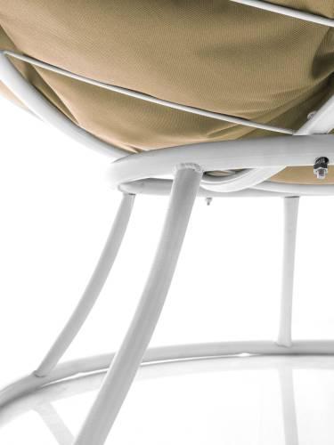 Кресло ПАПАСАН без ротанга белое, бежевая подушка