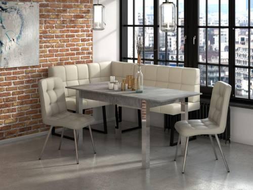 Стол Милан-3 / Ателье Светлое / Хром