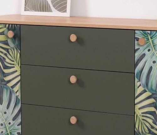 Комод Маттиас 16.245, Дымчатый Зеленый/Гикори Рокфорд Натуральный