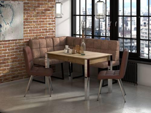 Стол Милан-3 / Дуб Крафт Золотой / Хром