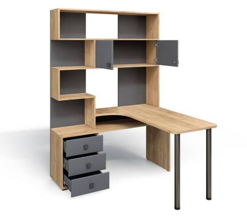 Стол Компьютерный СК-10 ПРАВЫЙ Дуб крафт/Графит