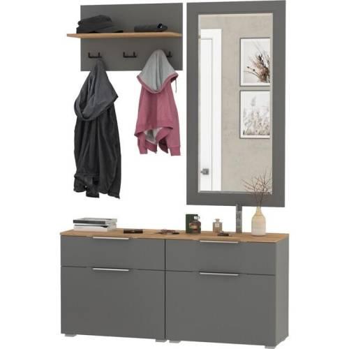 Прихожая Октава 56 Графит серый /Дуб золотой