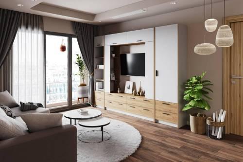 Гостиная Оттавия №1 Белый/дуб крафт золотой