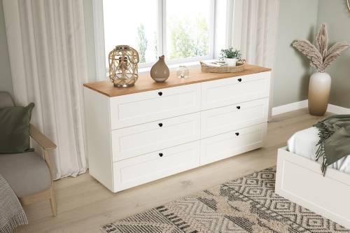 Комод Остин 16.240, Белый PE шагрень/Дуб Золотой Крафт