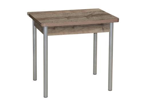 Стол обеденный ЭКО 80*60 / Дуб веллингтон / Опора № 2-круглая серебристый металлик