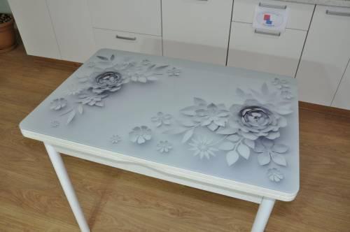 Обеденная группа Симпл фотопечать Цветы на сером №13