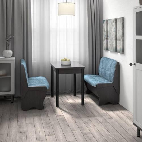 Кухонный набор Лотос ( Лотос 950 2 шт. + стол Ирис / черные опоры)  Венге / Велюр Лагуна