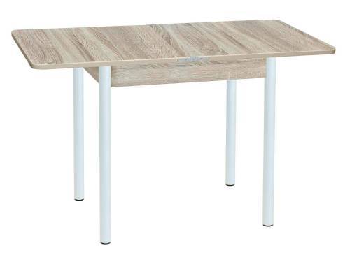 Стол обеденный ЭКО 80*60 / Дуб сонома/Опора № 2-круглая муар белый