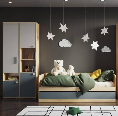 НМ 041.71 Шкаф-пенал Элиот Белый/Маренго/Баунти Песочный