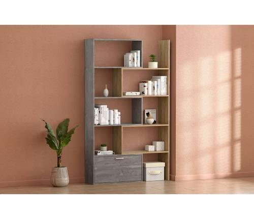 Стеллаж Раздвижной - Камень Темный/Дуб Крафт Золотой