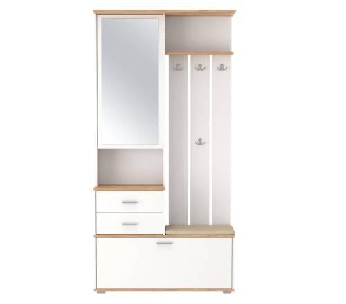 Шкаф для прихожей 65.08 Антре, белый/дуб золотой/велюр крем