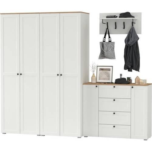 Прихожая Остин №44 Белый шагрень/дуб золотой