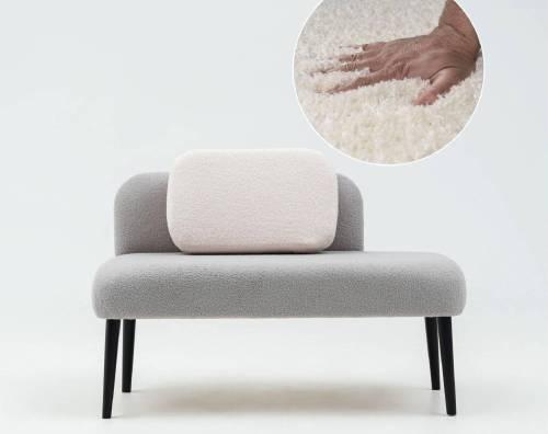 БСС (Банкетка со смещенной спинкой), Букле серый/Молочный