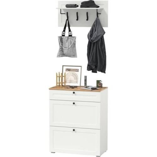 Прихожая Остин №9 Белый шагрень/дуб золотой