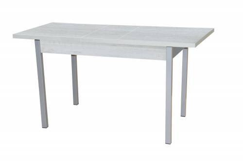 Стол обеденный раздвижной КОЛОРАДО / Бетон пайн белый/ опора Квадро серебристый металлик