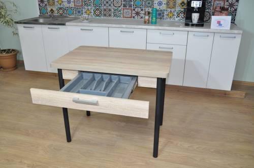 Стол обеденный СИМПЛ с ящиком  / Дуб сонома/Опора № 2- черная