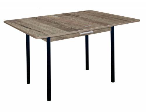 Стол обеденный СИМПЛ с ящиком  / Дуб веллингтон / Опора № 2-круглая муар черный