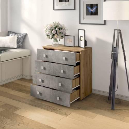 Комод Лофт-4 / Дуб Крафт Золотой / Ателье светлое