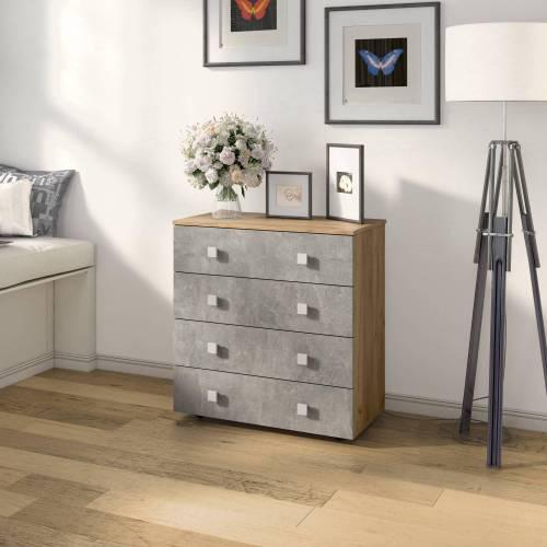 Комод Лофт-4 / Дуб Крафт Золотой / Ателье светлое